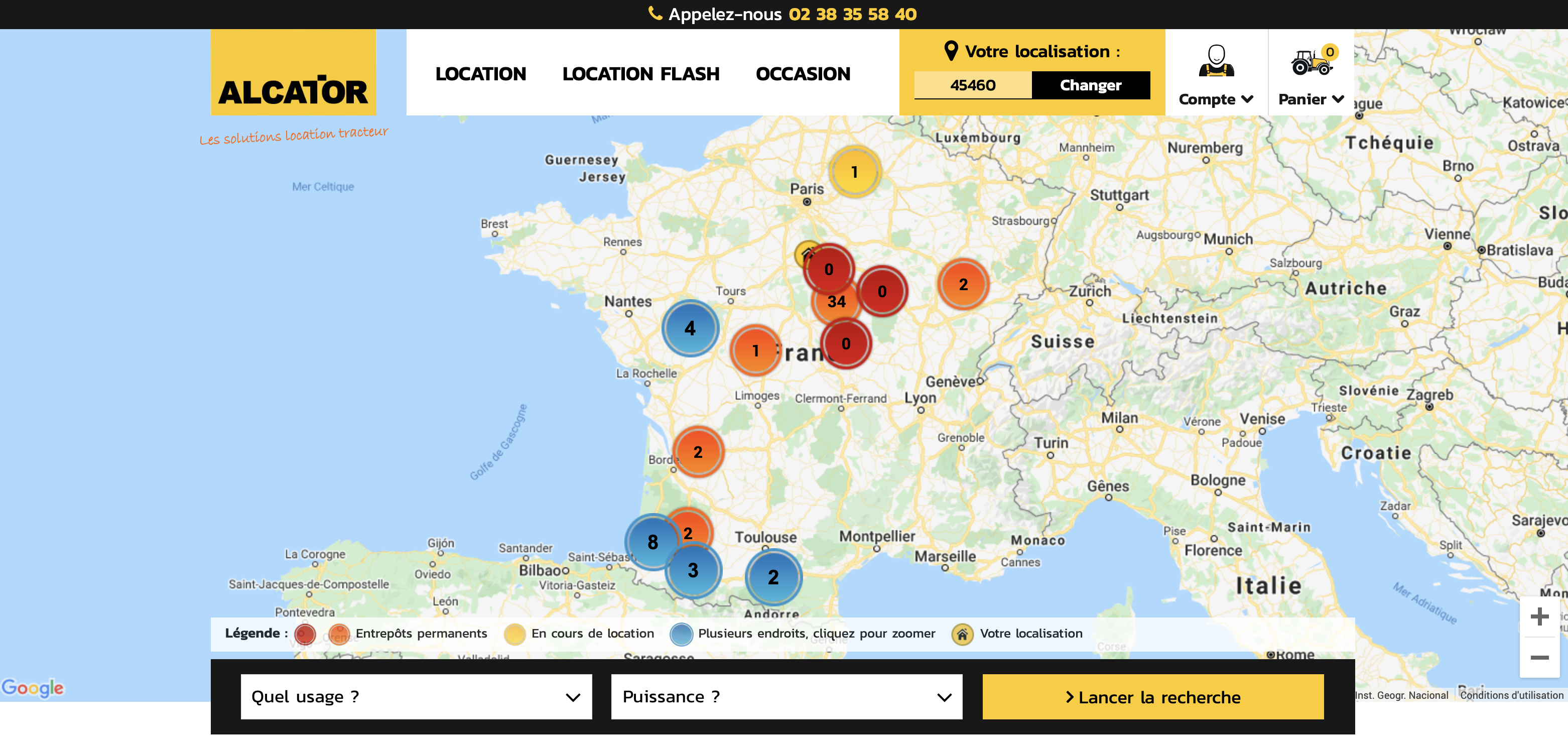 Location tracteurs, points relais ALCATOR